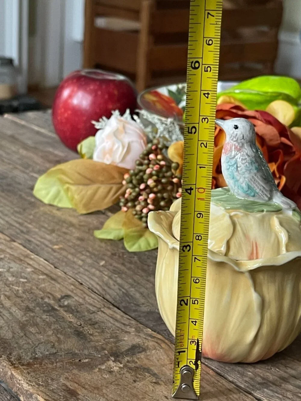 Fitz & Floyd Meadow Floral Bird Condiment Jar Sugar Bowl & Spoon-NEW